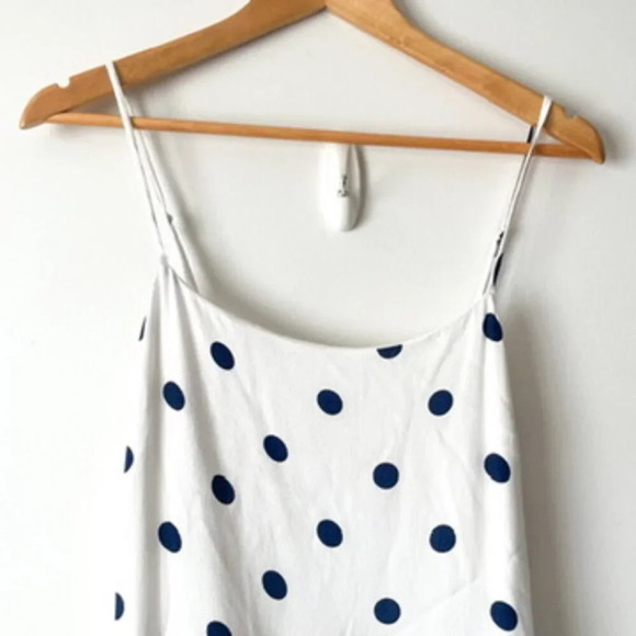 Aritzia Wilfred Isabelle Polka Dot Mini Dress White Navy Blue Size 8 - Picture 3 of 6